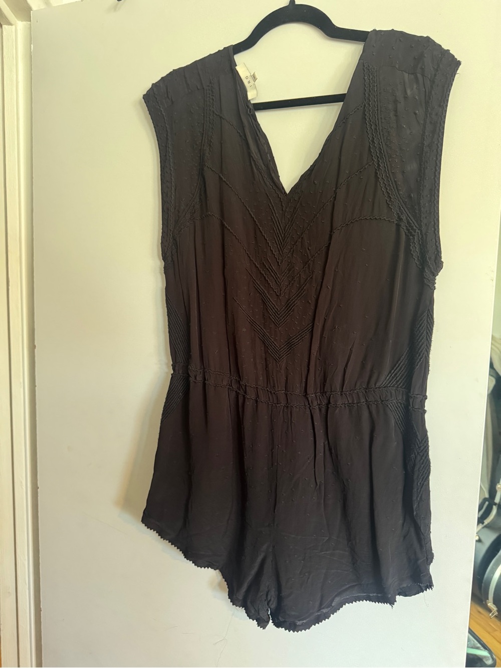 IRO Black Cotton V-Neck Sleeveless Romper
